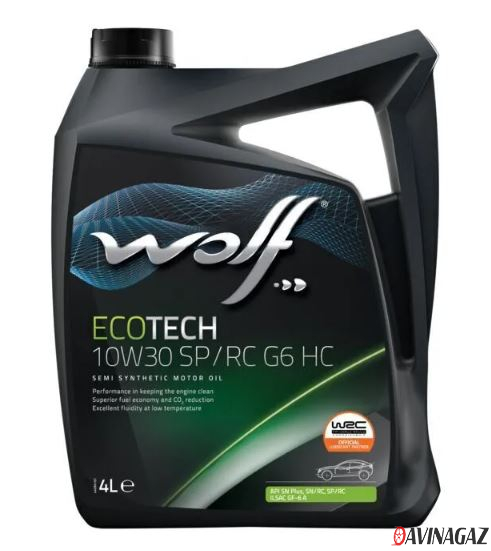 Масло моторное полусинтетическое - WOLF ECOTECH SP/RC G6 HC 10W30, 4л (161574 / 1047329)