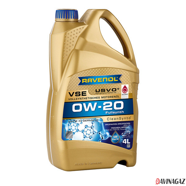 Моторное масло на PAO - RAVENOL VSE 0W20, 4л / 1111112-004-01-999