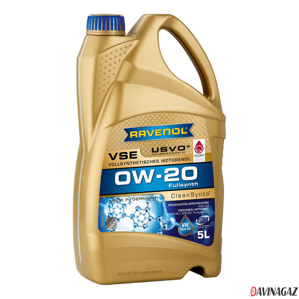 Моторное масло на PAO - RAVENOL VSE 0W20, 5л / 1111112-005-01-999