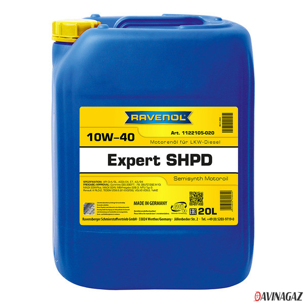 Моторное масло - RAVENOL Expert SHPD 10W40, 20л / 1122105-020-01-999
