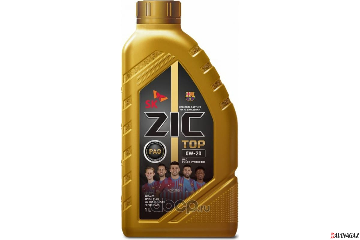 Масло моторное синтетическое - ZIC TOP 0W20, 1л