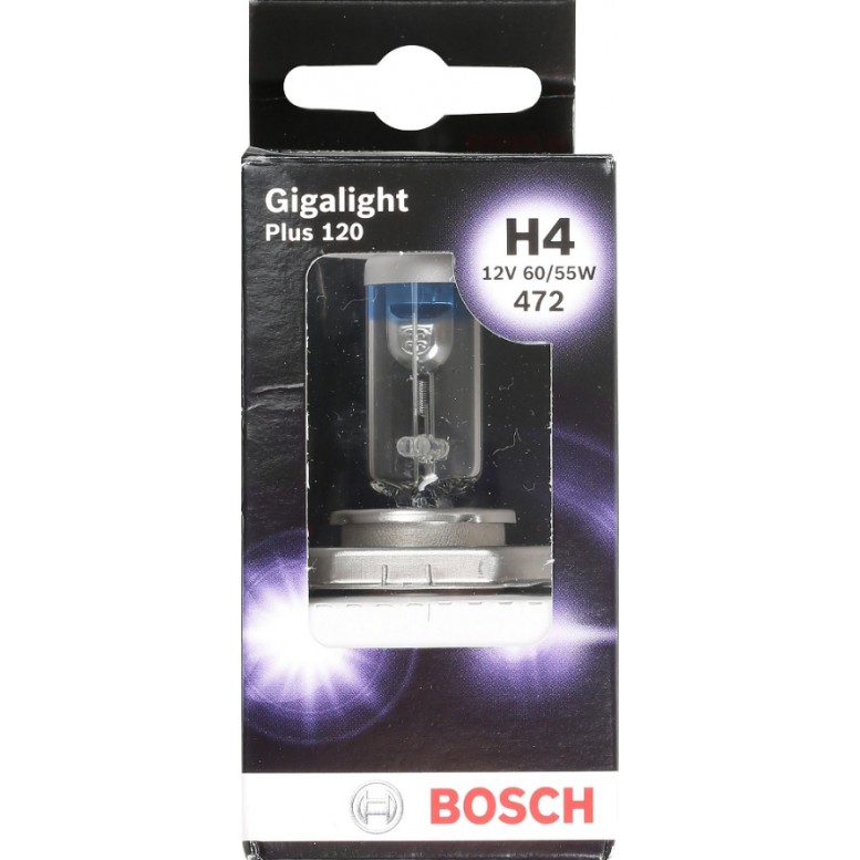Автолампа BOSCH H4 Gigalight Plus 120% (12V 60/55W P43t)