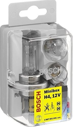 Комплект ламп BOSCH H4 Minibox (P21W, R5W, T4W, 1x10A, 1x15A, 1x20A)