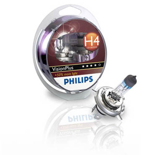 Автолампа Philips H4 Vision Plus +50% (12V 60/55W P43t-38)