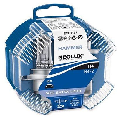 Комплект ламп Neolux H4 Extra Light 50% (12V 60/55W P43t)