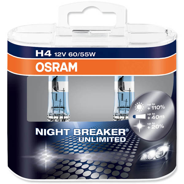 Комплект ламп OSRAM H4 NIGHT BREAKER UNLIMITED 110% (60/55W 12V P43T)
