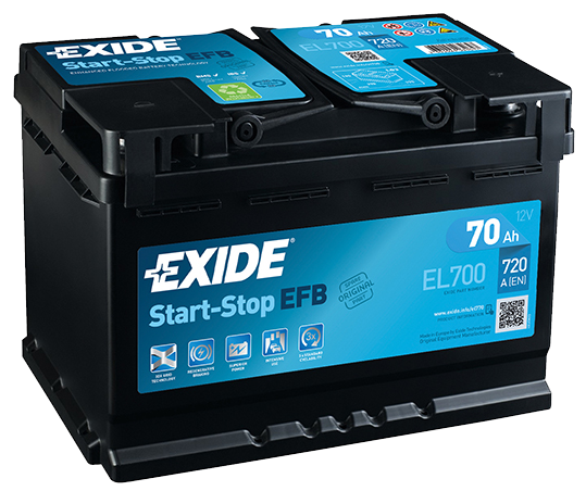 Аккумулятор - EXIDE Start&Stop EFB 12V 70AH 760A ETN 0(R+) B13 278x175x190мм / EL700