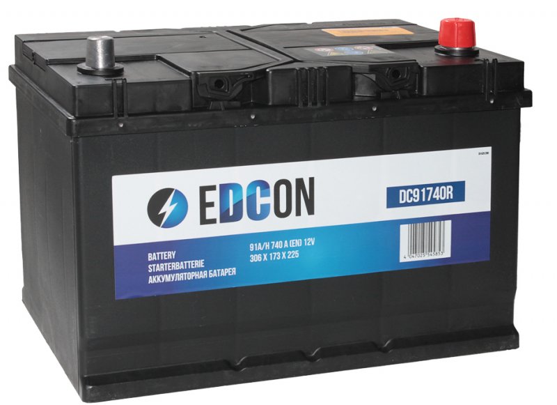 Аккумулятор - EDCON 12V 91Ah 740A (R+) 306x175x225mm / DC91740R