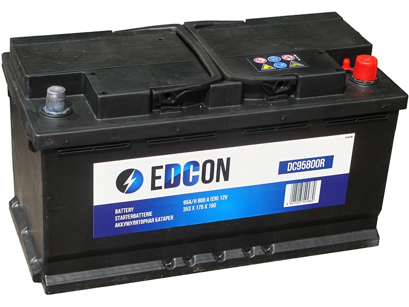 Аккумулятор - EDCON 12V 95Ah 800A (R +) 353x175x190mm / DC95800R