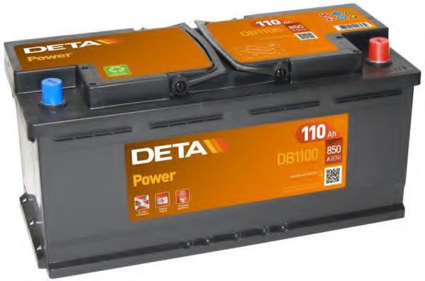 DETA Аккумулятор DETA POWER 12 V 110 AH 850 A ETN 0(R+) B13 392x175x190mm 26.4kg