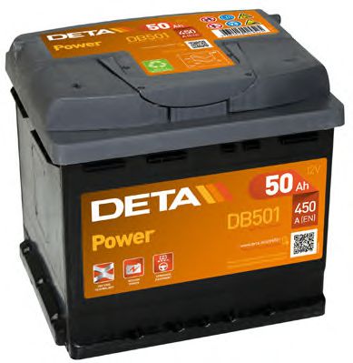 DETA Аккумулятор DETA POWER 12V 50AH 450A ETN 1(L+) B13 207x175x190mm 12.8kg