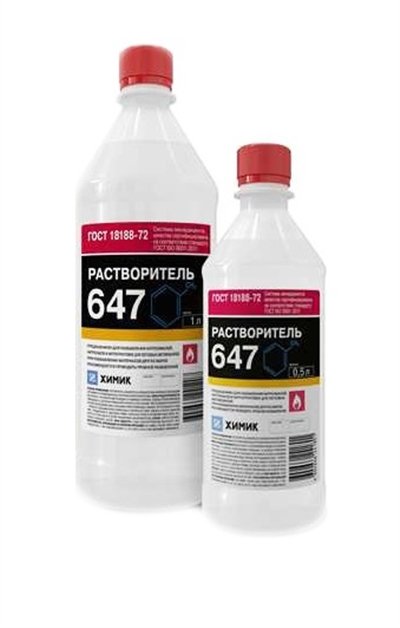 ХИМИК Растворитель 647, для разбавления нитроэмалей, нитролаков и нитрогрунтовок, 0.5 л