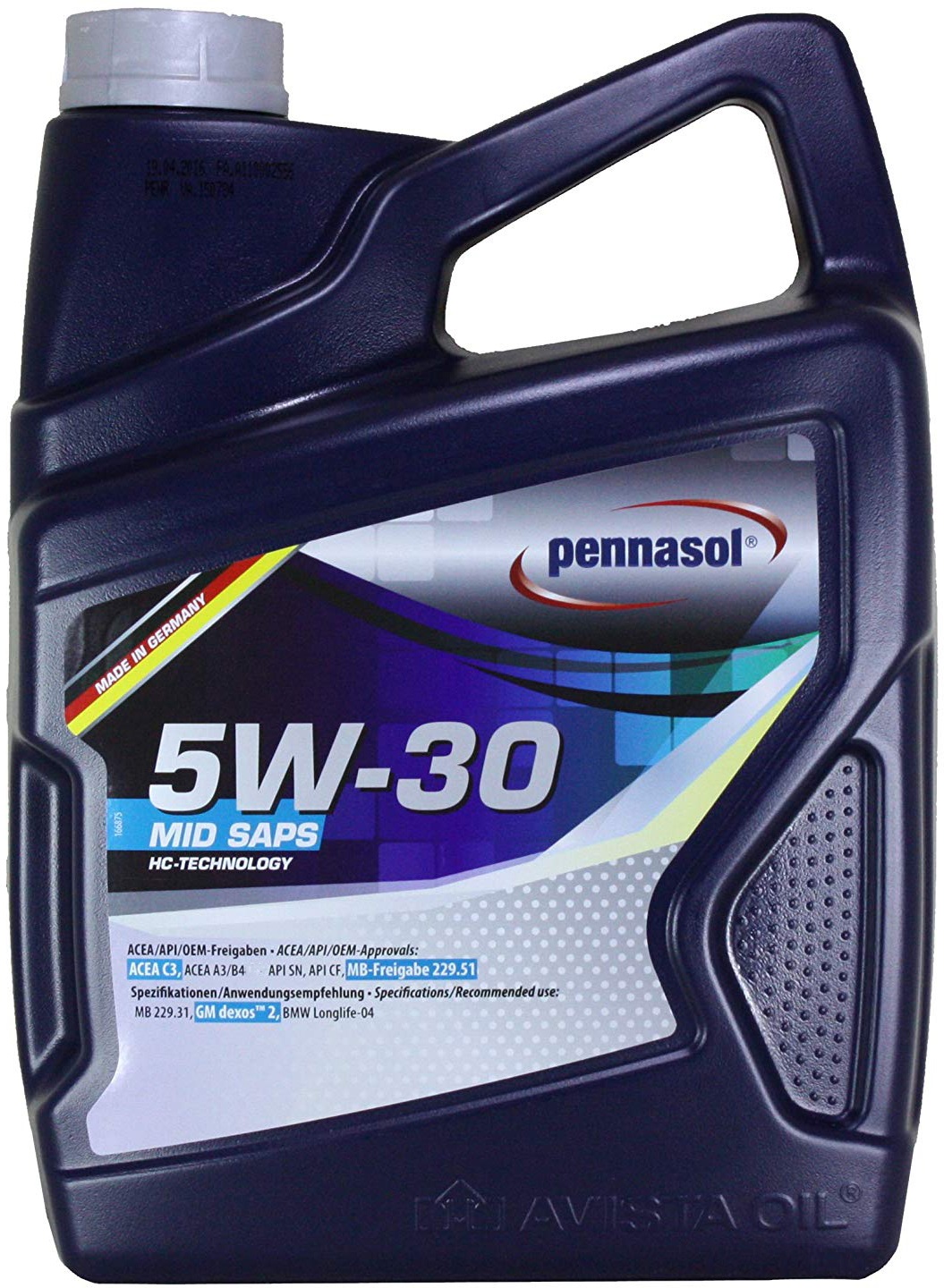Масло моторное синтетическое - Pennasol Mid Saps 5W-30 5л