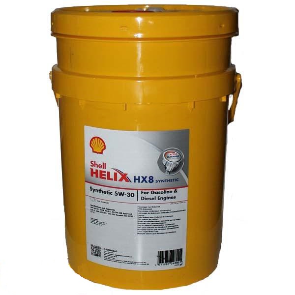 Масло моторное синтетическое - SHELL 5W30 HELIX HX8 SYNTHETIC 20л