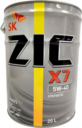 Масло моторное синтетическое - ZIC X7 5W40, 20л