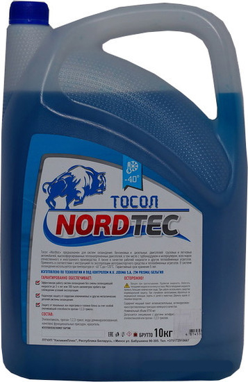 Тосол NORDTEC синий -40°, 10 кг (готовый)