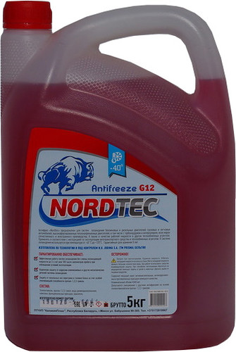 Антифриз NORDTEC красный G12, 5 кг (готовый)