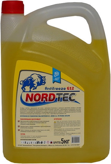 Антифриз NORDTEC желтый G12, 5 кг (готовый)