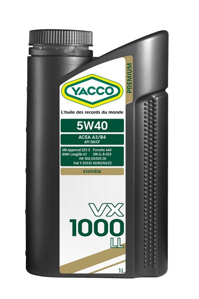 Масло моторное синтетическое - YACCO VX 1000 LL 5W40, 1л