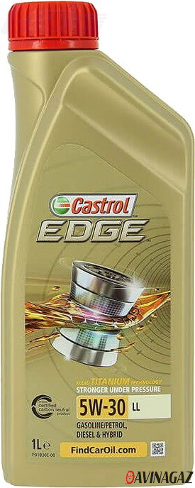 Масло моторное синтетическое - Castrol Edge LL 5W-30, 1л (CASTROL 5W30 EDGE LL/1 / 15665F)