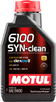 Масло моторное синтетическое - MOTUL 6100 SYN-CLEAN 5W-30, 1л