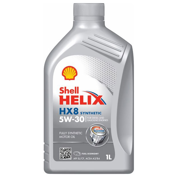 Масло моторное синтетическое - SHELL 5W30 HELIX HX8 SYNTHETIC 1л