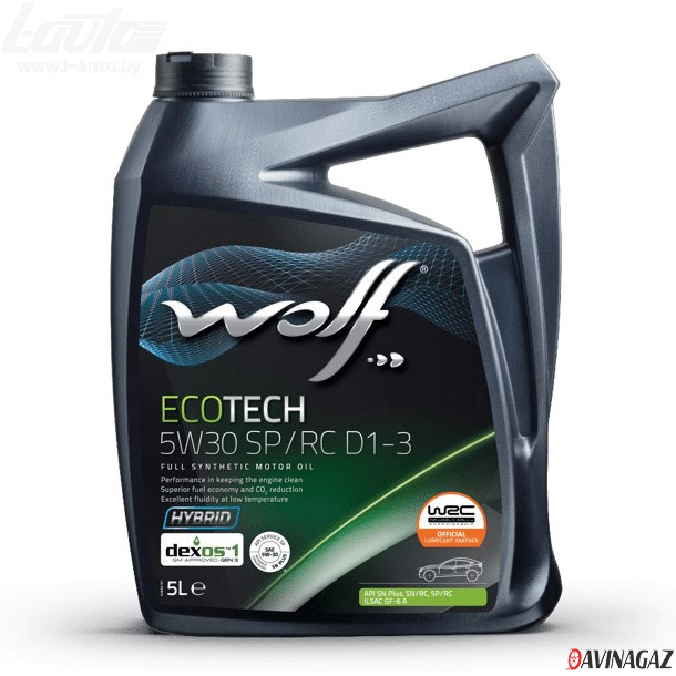 Масло моторное синтетическое - WOLF ECOTECH SP/RC D1-3 5W30, 5л (161755 / 1049902)