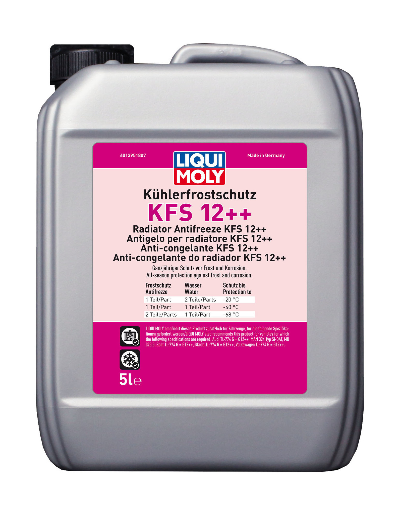 Антифриз LIQUI MOLY красный Kuhlerfrostschutz KFS G12+, 5 л (концентрат)