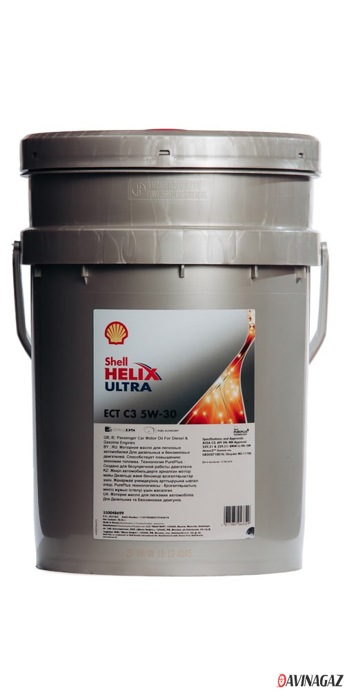 Масло моторное синтетическое - SHELL HELIX ULTRA ECT C3 5W30, 20л / 550045934