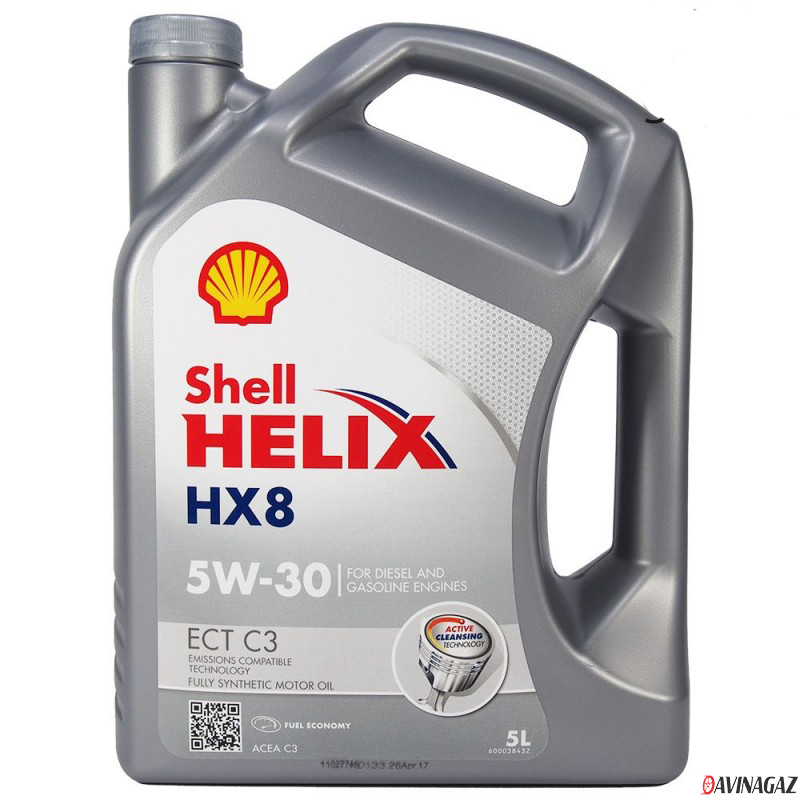 Масло моторное синтетическое - SHELL HELIX HX8 ECT C3 5W30, 5л / 550046394