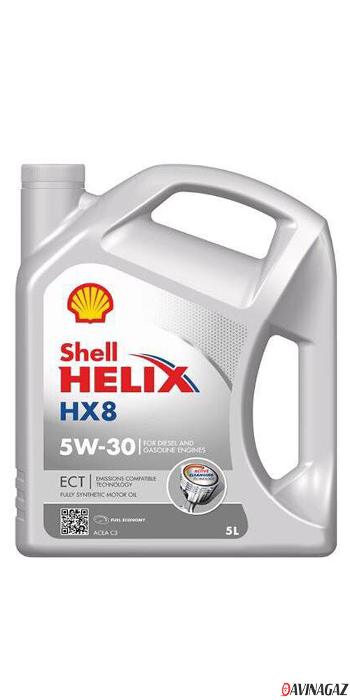 Масло моторное синтетическое - SHELL HELIX HX8 ECT 5W30, 5л / 550048100