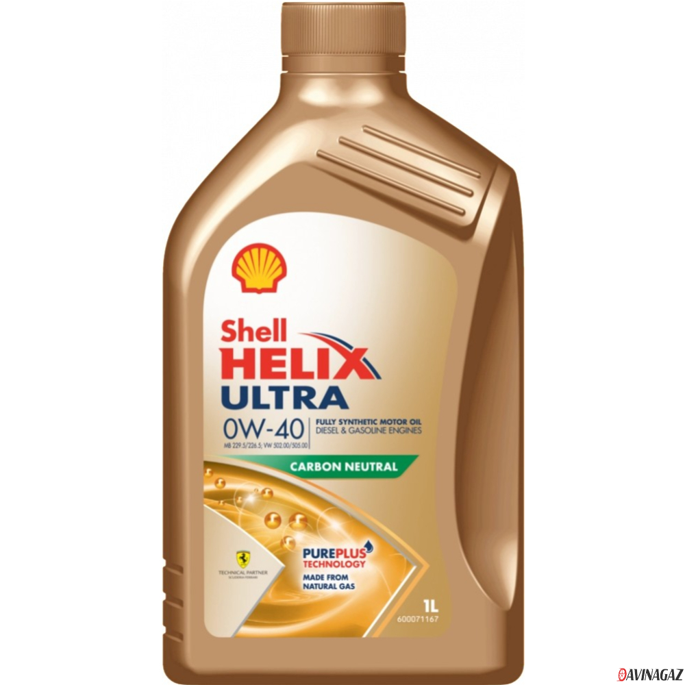 Масло моторное синтетическое - SHELL HELIX ULTRA 0W40, 1л (550052668 / 550065926)