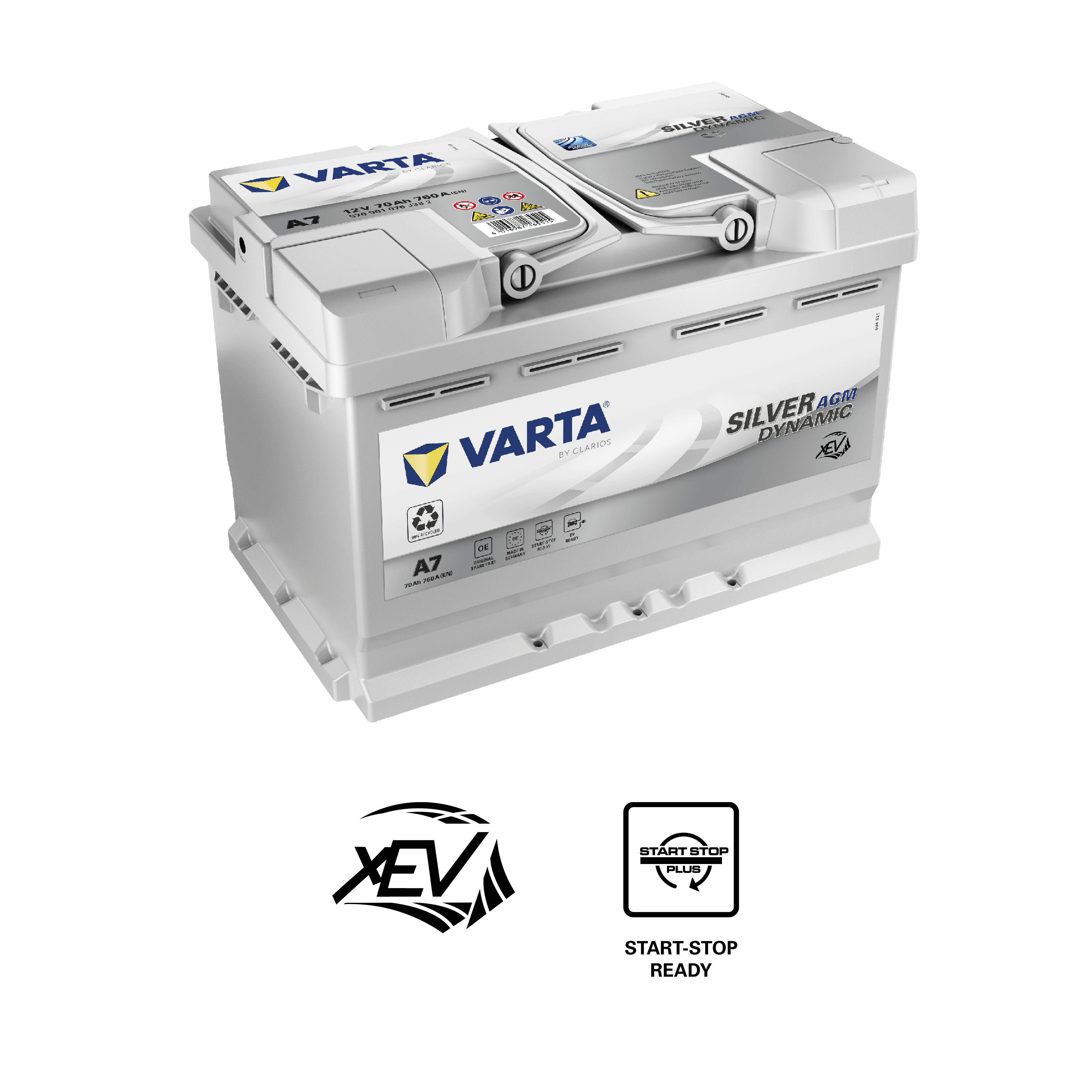Аккумулятор - VARTA Silver Dynamic AGM 70Ah 760A R+ 278х175х190мм / 570 901 076