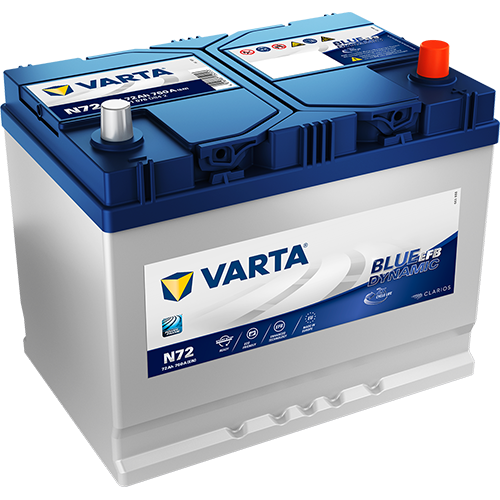 Аккумулятор - VARTA BLUE DYNAMIC EFB JIS 72Ah 760A R+ 261х175х220мм / 572 501 076