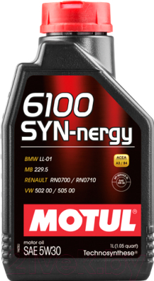 Масло моторное синтетическое - MOTUL 6100 SYN-NERGY 5W-30, 1л