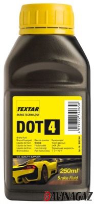 Жидкость тормозная - TEXTAR DOT 4, 250мл / 95002100