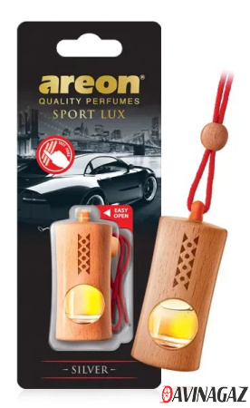 AREON - Ароматизатор FRESCO SPORT LUX NEW Silver бутылочка дерево / ARE-FGL02