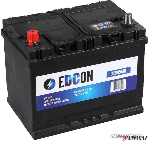 Аккумулятор - EDCON 12V 68Ah 550A (L+) 271x175x220mm / DC68550L