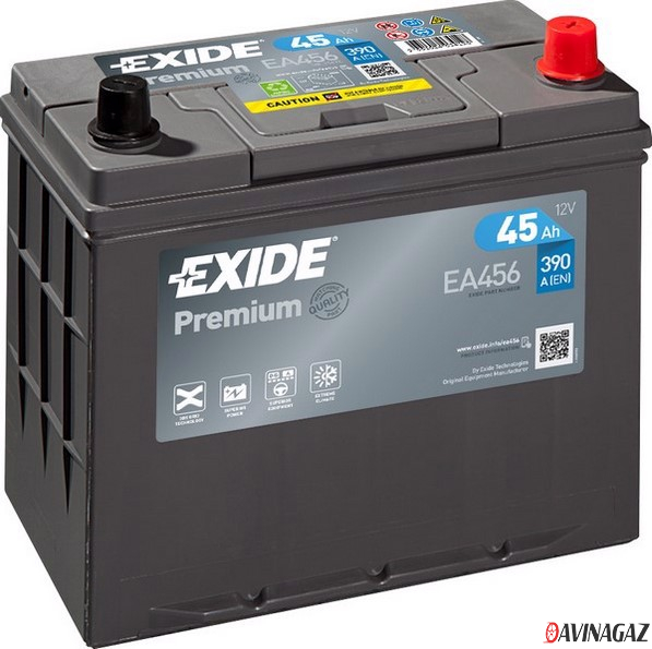 Аккумулятор - EXIDE PREMIUM 12V 45AH 390A ETN 0(R+) Korean B1 234x127x220мм / EA456