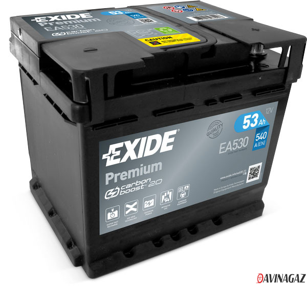 Аккумулятор - EXIDE PREMIUM 12V 53AH 540A ETN 0(R+) B13 207x175x190mm / EA530