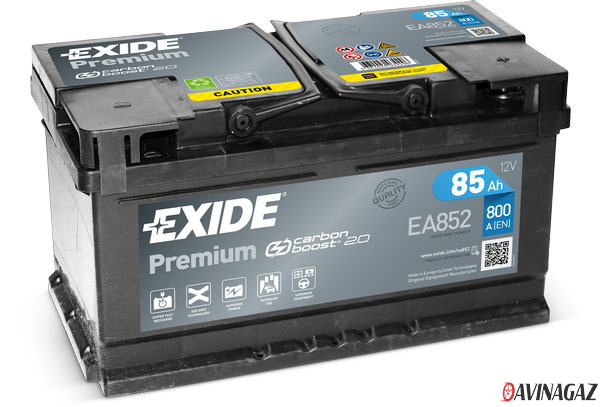 Аккумулятор - EXIDE PREMIUM 12V 85AH 800A ETN 0(R+) B13 315x175x175mm / EA852