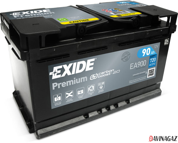 Аккумулятор - EXIDE PREMIUM 12V 90AH 720A ETN 0(R+) B13 315x175x190mm / EA900
