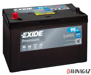 Аккумулятор - EXIDE PREMIUM 12V 95AH 800A ETN 1(L+) Korean B1 306x173x222mm / EA955