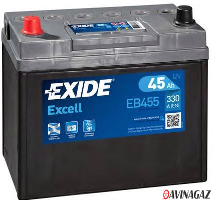 Аккумулятор - EXIDE EXCELL 12V 45AH 300A ETN 1(L+) B0 234x127x220mm / EB455