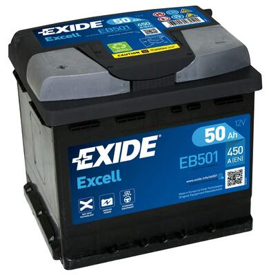 Аккумулятор - EXIDE Excell 12V 50Ah 450A ETN 1(L+) B13 207x175x190 / EB501