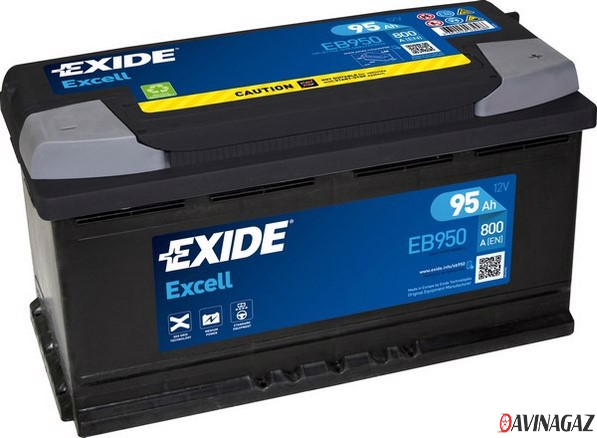 Аккумулятор - EXIDE EXCELL 12V 95AH 800A ETN 0(R+) B13 353x175x190mm / EB950
