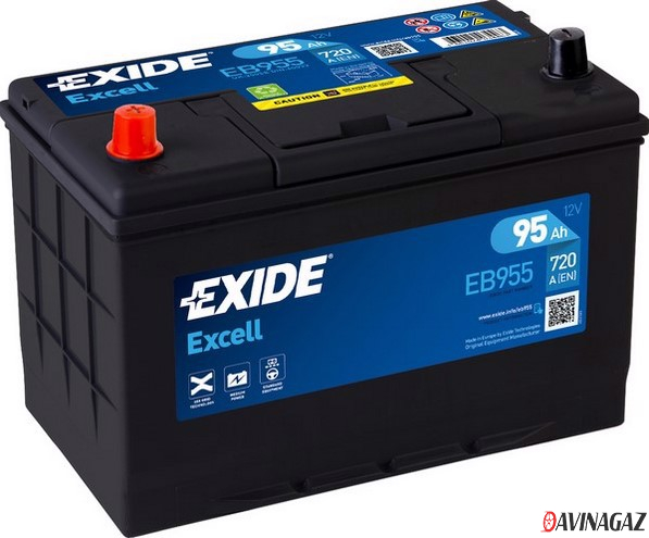 Аккумулятор - EXIDE EXCELL 12V 95AH 720A ETN 1(L+) Korean B1 306x173x222mm / EB955