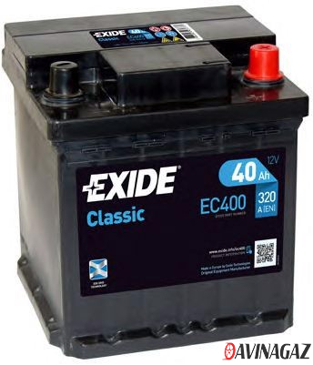 Аккумулятор - EXIDE CLASSIC 12V 40AH 320A ETN 0(R+) B13 175x175x190mm / EC400