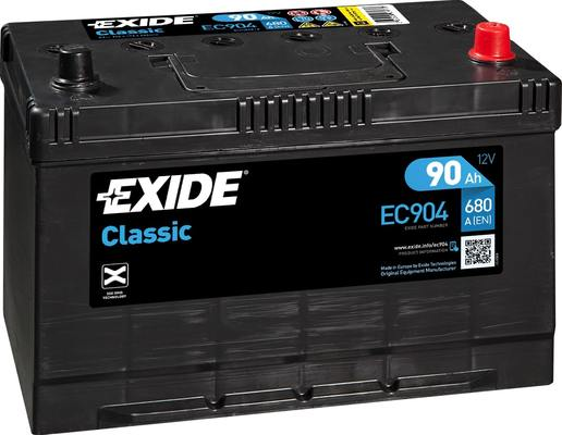Аккумулятор - EXIDE CLASSIC 12V 90AH 680A R+ 306x173x222mm / EC904
