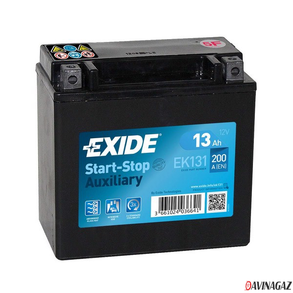 Аккумулятор - EXIDE AGM AUXILIARY 12V 12AH 200A ETN1 B0 150x90x145mm / EK131